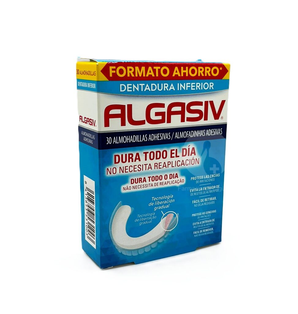 ALGASIV ALMOHADILLAS ADHESIVAS PROTESIS 30 UNIDADES INFERIORES