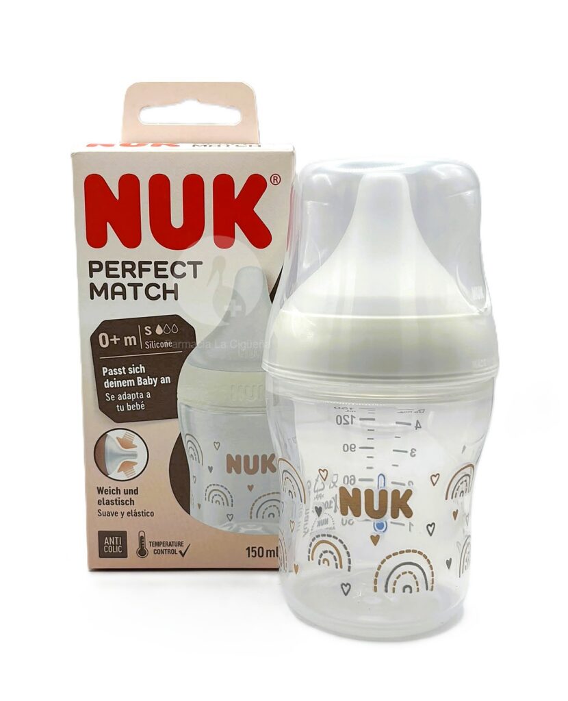 BIBERON PP SILICONA NUK PERFECT MATCH FLUJO S 1 UNIDAD 150 ML ARCOIRIS