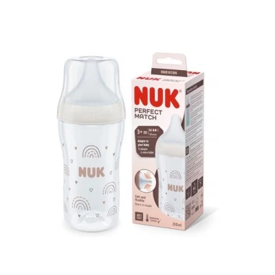 BIBERON PP SILICONA NUK PERFECT MATCH FLUJO M 1 UNIDAD 260 ML ARCOIRIS