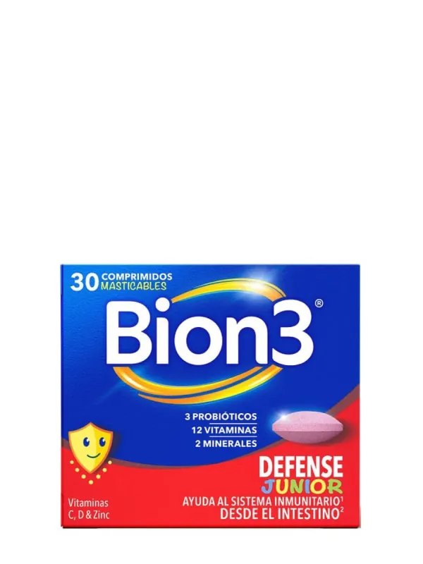 BION 3 DEFENSE JUNIOR 30 COMPRIMIDOS MASTICABLES SABOR FRAMBUESA BION 3 DEFENSE JUNIOR 30 COMPRIMIDOS MASTICABLES SABOR FRAMBUESA