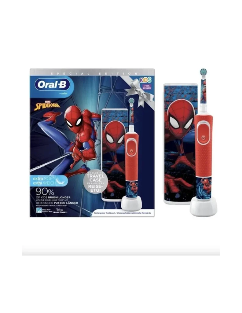 CEPILLO DENTAL ELECTRICO RECARGABLE INFANTIL ORAL-B VITALITY PRO KIDS 3 + SPIDERMAN + TC 1 UNIDAD CEPILLO DENTAL ELECTRICO RECARGABLE INFANTIL ORAL-B VITALITY PRO KIDS 3 + SPIDERMAN + TC 1 UNIDAD