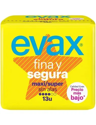 COMPRESAS HIGIENICAS FEMENINAS EVAX FINA Y SEGURA MAXI 13 COMPRESAS COMPRESAS HIGIENICAS FEMENINAS EVAX FINA Y SEGURA MAXI 13 COMPRESAS