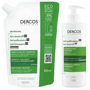 DERCOS CHAMPU 400ML+ECOREFILL CASPA GRASA