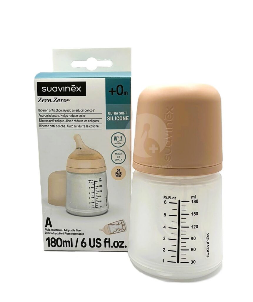 BIBERON ANTICOLICO TETINA LACTANCIA SILICONA MIXTA SUAVINEX 180 ML