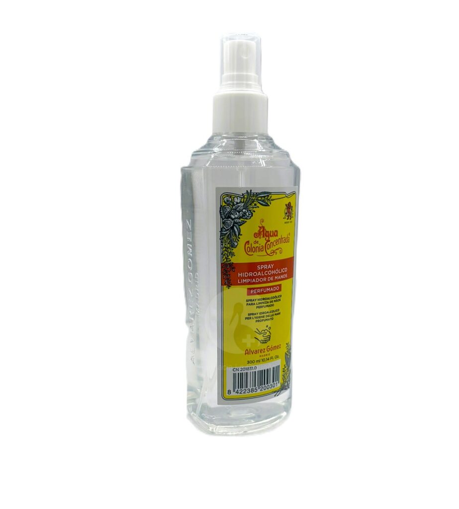 AGUA DE COLONIA CONCENTRADA SPRAY HIDROALCOHOLICO LIMPIADOR DE MANOS PERFUMADO 1 ENVASE 300 ML
