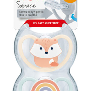 CHUPETE SILICONA NUK SPACE 0 – 6 MESES 2 UNIDADES ZORRO ROSA