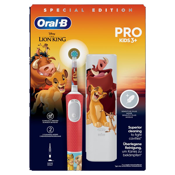 CEPILLO DENTAL ELECTRICO RECARGABLE INFANTIL ORAL-B VITALITY PRO KIDS 3+ LION KING + TC 1 UNIDAD CEPILLO DENTAL ELECTRICO RECARGABLE INFANTIL ORAL-B VITALITY PRO KIDS 3+ LION KING + TC 1 UNIDAD