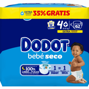 PAÑAL INFANTIL DODOT BEBE SECO EXTRA TALLA 4 9-14 KG 62 UNIDADES STICKER