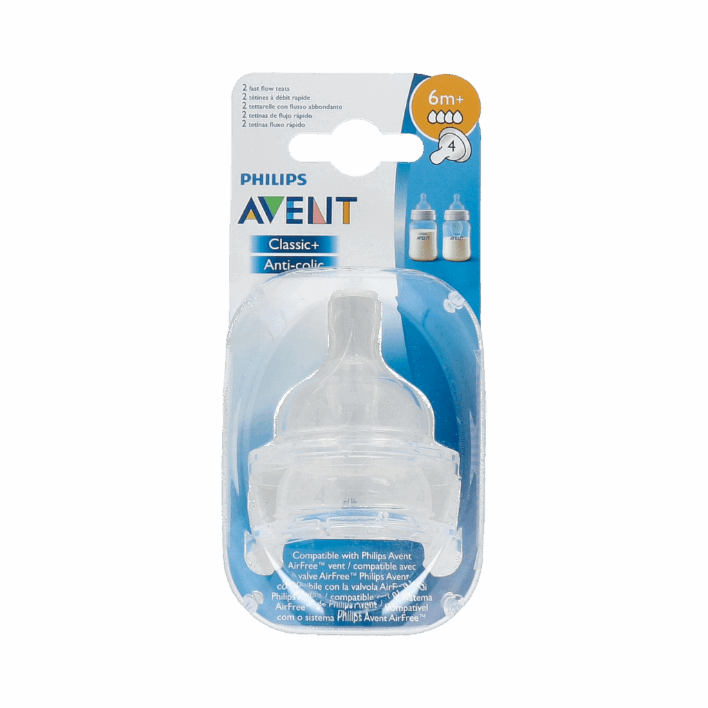 TETINA SILICONA FLUJO RAPIDO AVENT PHILIPS + 6 MESES 2 UNIDADES TETINA SILICONA FLUJO RAPIDO AVENT PHILIPS + 6 MESES 2 UNIDADES