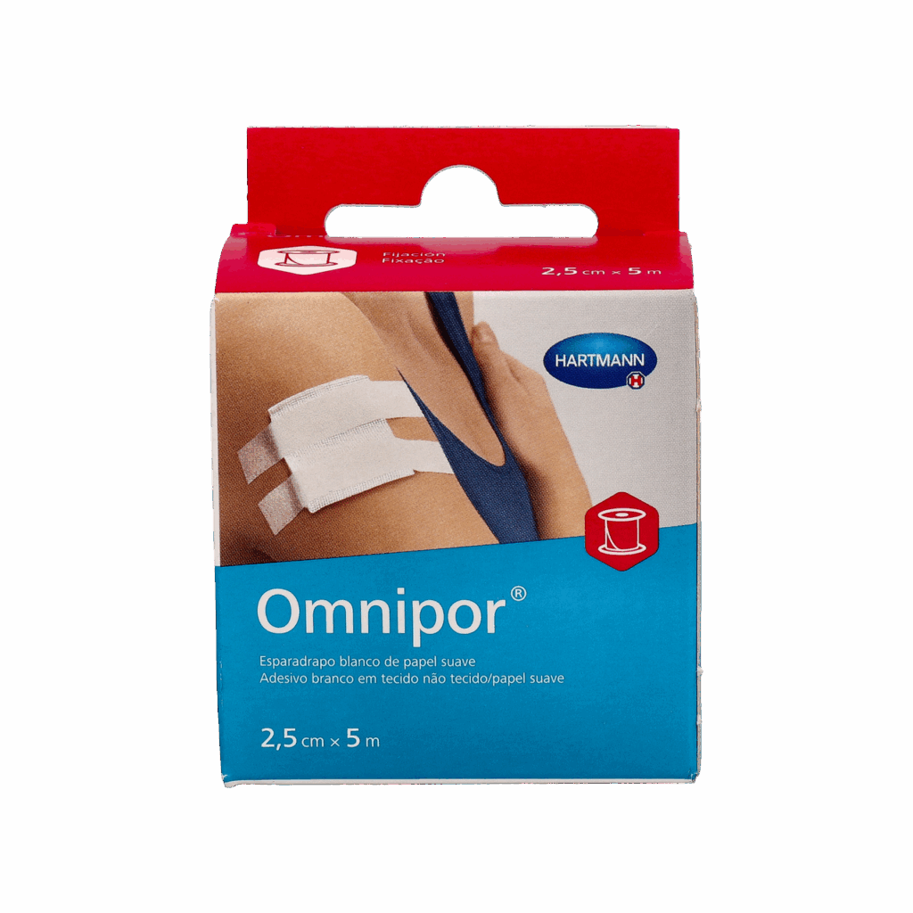 ESPARADRAPO HIPOALERGICO OMNIPOR PAPEL 1 UNIDAD 5 M X 2,5 CM