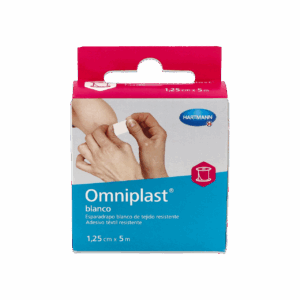 ESPARADRAPO HIPOALERGICO OMNIPLAST TEJIDO RESISTENTE 1 UNIDAD 5 M X 1,25 CM COLOR BLANCO