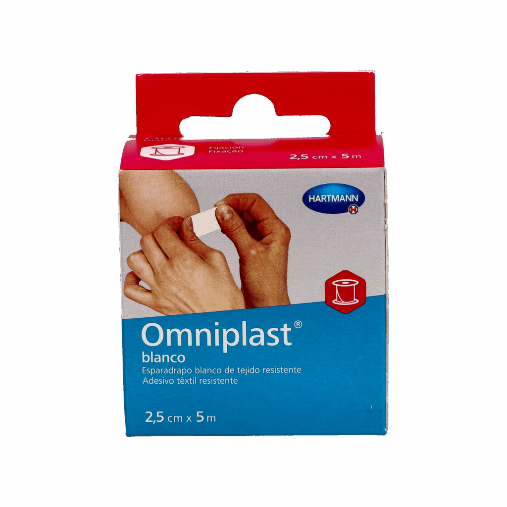 ESPARADRAPO HIPOALERGICO OMNIPLAST TEJIDO RESISTENTE 1 UNIDAD 5 M X 2,5 CM COLOR BLANCO ESPARADRAPO HIPOALERGICO OMNIPLAST TEJIDO RESISTENTE 1 UNIDAD 5 M X 2,5 CM COLOR BLANCO