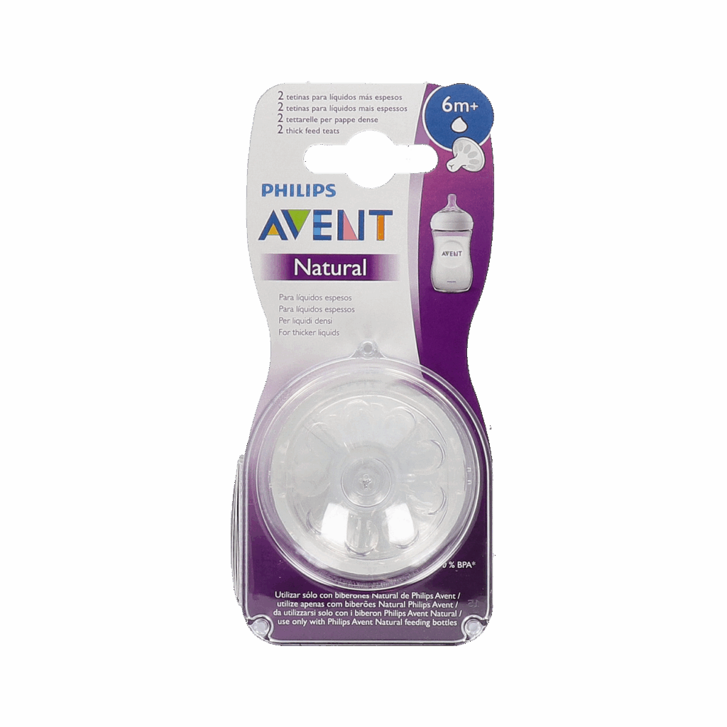 TETINA NATURAL LIQUIDOS ESPESOS AVENT PHILIPS + 6 MESES 2 UNIDADES TETINA NATURAL LIQUIDOS ESPESOS AVENT PHILIPS + 6 MESES 2 UNIDADES