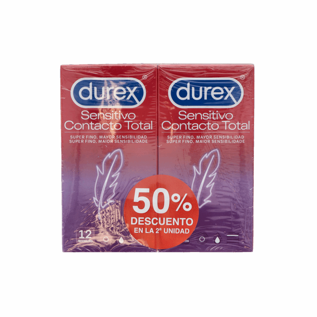 DUREX SENSITIVO CONTACTO TOTAL PRESERVATIVOS 12 PRESERVATIVOS 2 CAJAS DUREX SENSITIVO CONTACTO TOTAL PRESERVATIVOS 12 PRESERVATIVOS 2 CAJAS