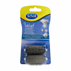 SCHOLL VELVET SMOOTH LIMA ELECTRONICA DIAMOND CRYSTALS RECAMBIO DUREZAS PERSISTENTES 2 UNIDADES RECA