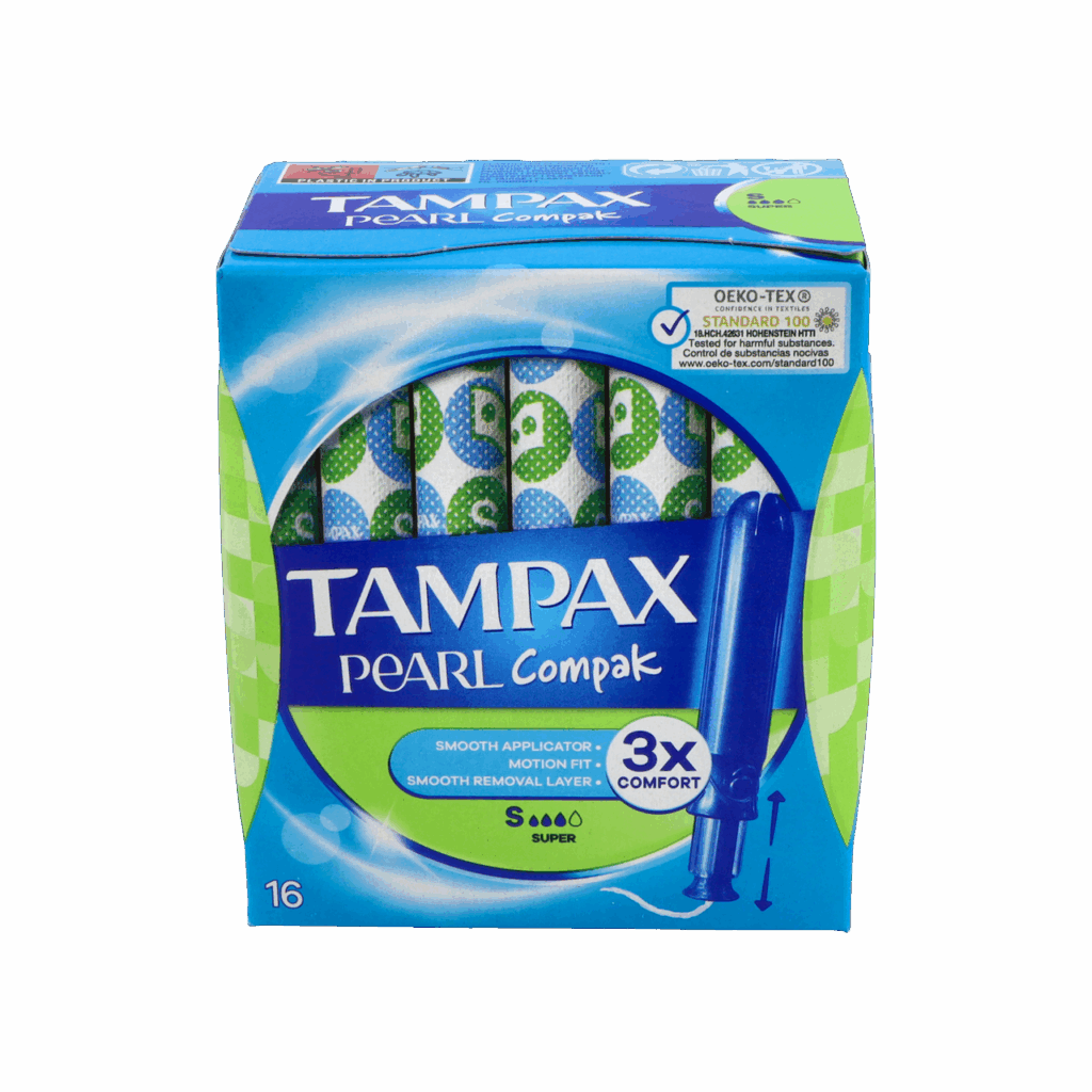 TAMPAX COMPAK PEARL TAMPON 100%ALGODON 16 UNIDADES SUPER TAMPAX COMPAK PEARL TAMPON 100%ALGODON 16 UNIDADES SUPER