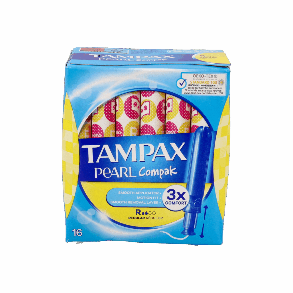 TAMPAX COMPAK PEARL TAMPON 100%ALGODON 16 UNIDADES REGULAR