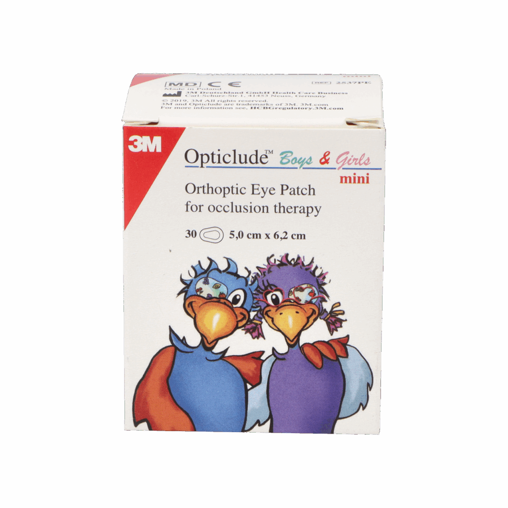 OPTICLUDE PARCHES OCULARES IMPRESO PEQUEÑO 6 CM X 5 CM 30 UNIDADES