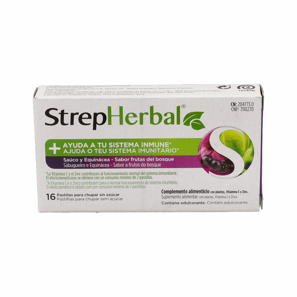 STREPHERBAL 16 PASTILLAS PARA CHUPAR SABOR SAUCO Y EQUINACEA
