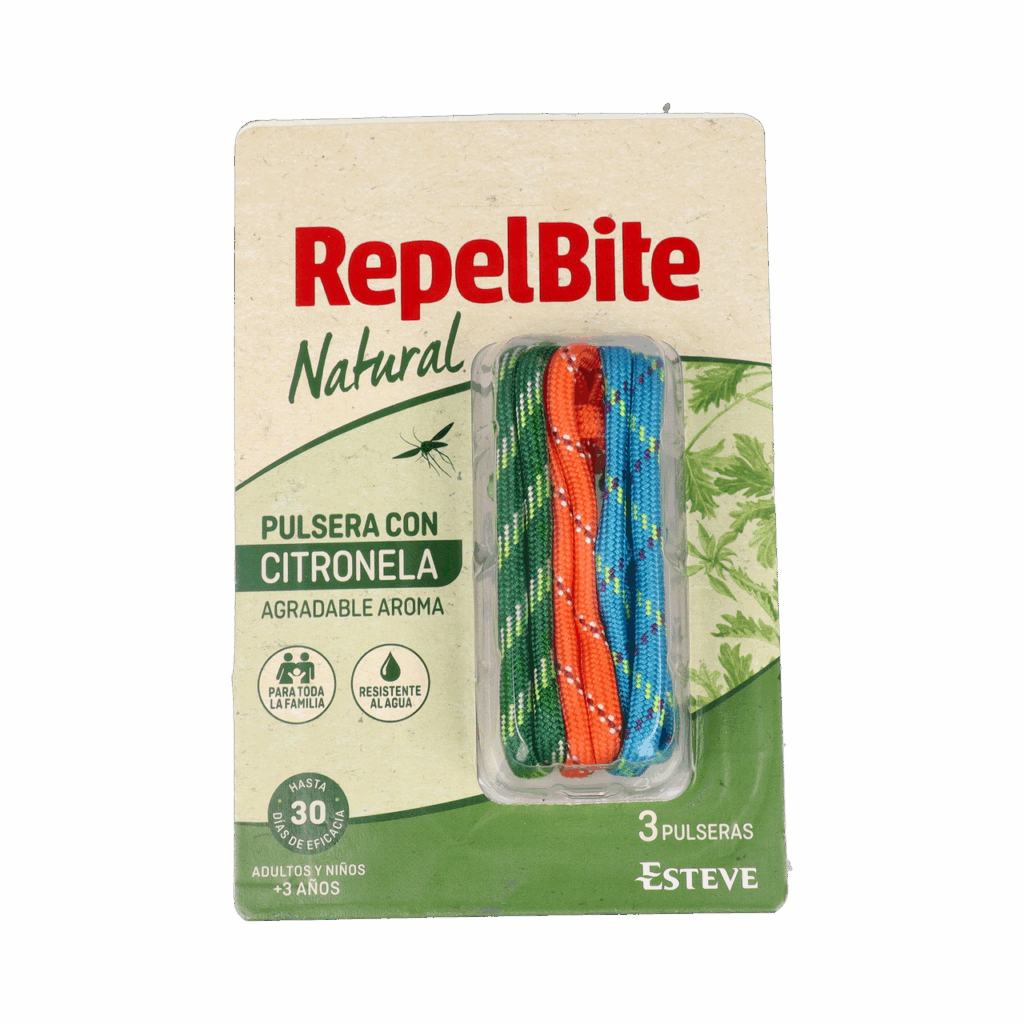 REPEL BITE NATURAL PULSERA DE CUERDA CON CITRONELA 3 UNIDADES