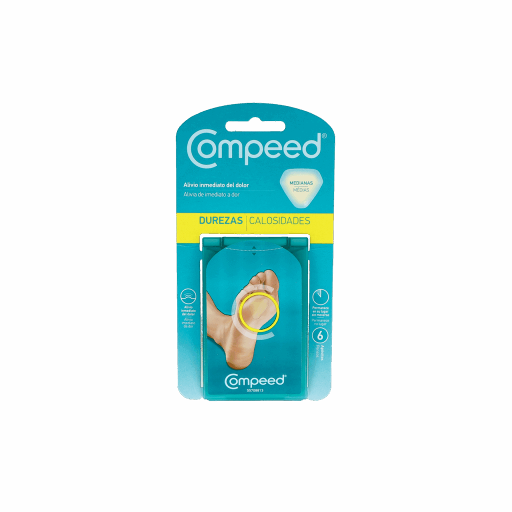 COMPEED DUREZAS HIDROCOLOIDE TALLA MEDIANA 6 UNIDADES COMPEED DUREZAS HIDROCOLOIDE TALLA MEDIANA 6 UNIDADES