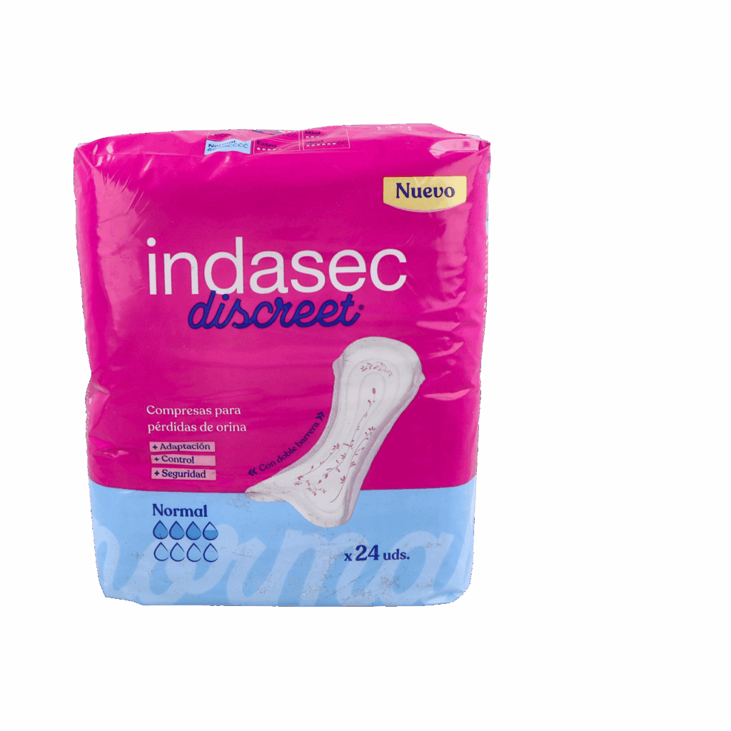 COMPRESA PERDIDAS LEVES INDASEC DISCREET NORMAL 24 UNIDADES