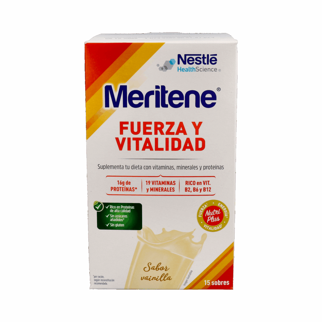 MERITENE FUERZA Y VITALIDAD BATIDO 15 SOBRES 30 G SABOR VAINILLA