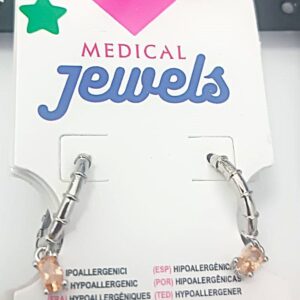 JEWELS PENDIENTE ARO PLATA CON PIEDRA COLGANTE ROSA