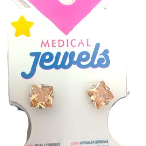 JEWELS PENDIENTE PUNTO LUZ CUADRADO AMBAR 7MM