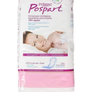 COMPRESAS POSTPARTO INDASEC PRIMEROS DIAS ALGODON 12 UNIDADES