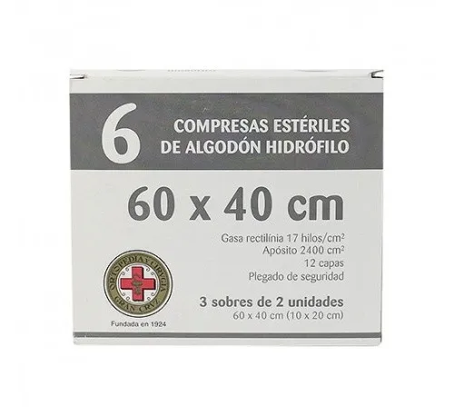 GASA ESTERIL ALGODON HIDROFILO COMPRESAS GRAN CRUZ 6 UNIDADES