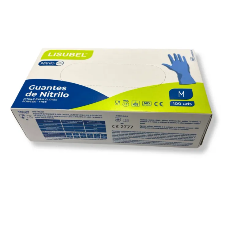 GUANTES DE NITRILO SIN POLVO LISUBEL 100 UNIDADES TALLA M GUANTES DE NITRILO SIN POLVO LISUBEL 100 UNIDADES TALLA M