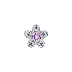 JEWELS PENDIENTE DOBLE FLOR DORADA Y ROSA