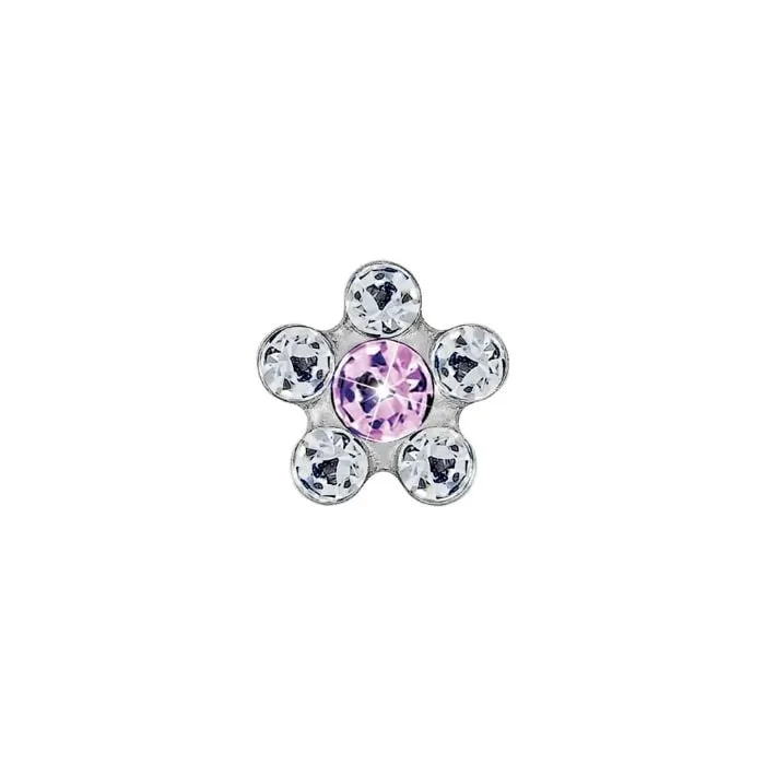 JEWELS PENDIENTE DOBLE FLOR DORADA Y ROSA