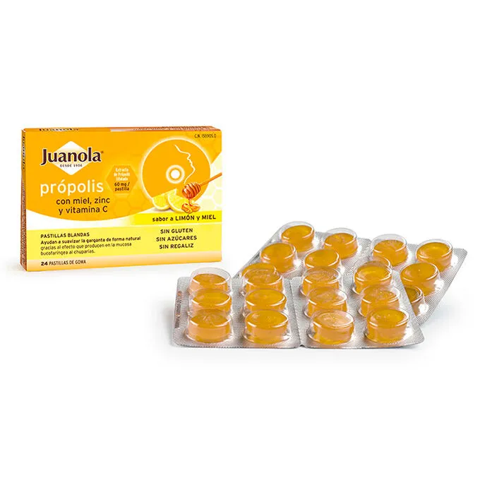 JUANOLA PROPOLIS 24 PASTILLAS DE GOMA SABOR REGALIZ Y MIEL JUANOLA PROPOLIS 24 PASTILLAS DE GOMA SABOR REGALIZ Y MIEL