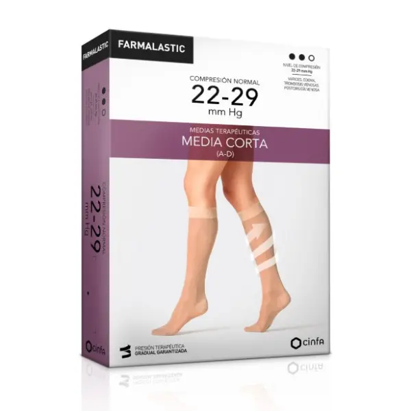 MEDIA CORTA (A-D) COMPRESION NORMAL FARMALASTIC PUNTERA CERRADA 2 UNIDADES TALLA GRANDE COLOR BEIGE MEDIA CORTA (A-D) COMPRESION NORMAL FARMALASTIC PUNTERA CERRADA 2 UNIDADES TALLA GRANDE COLOR BEIGE