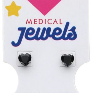 JEWELS PENDIENTE PUNTO LUZ CORAZON NEGRO 6MM