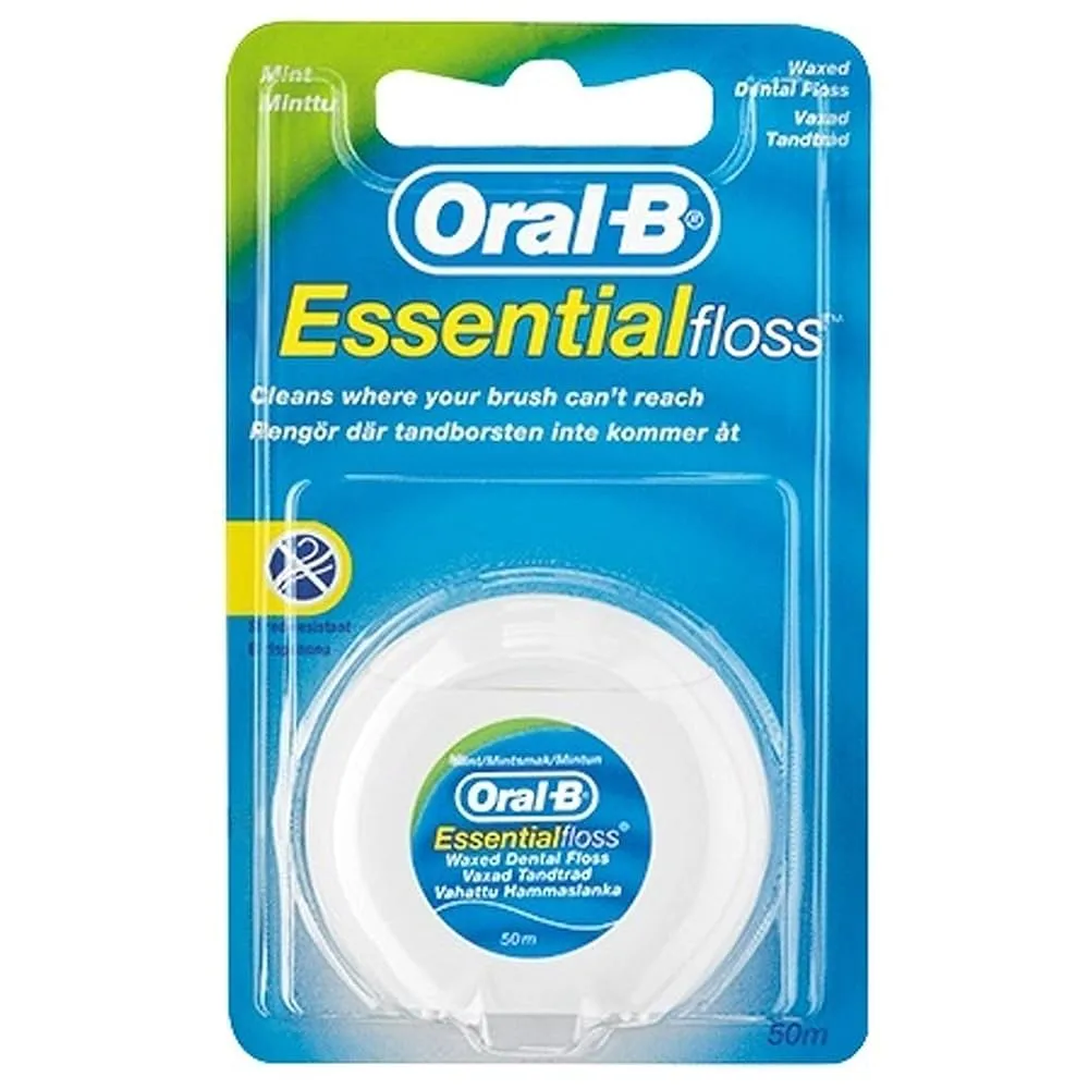 ORAL-B ESSENTIAL FLOSS FLUOR SEDA DENTAL CON CERA MENTA 50 M ORAL-B ESSENTIAL FLOSS FLUOR SEDA DENTAL CON CERA MENTA 50 M