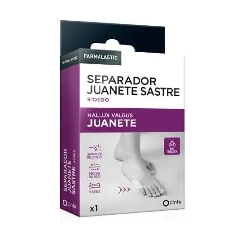 SEPARADOR JUANETE SASTRE 5º DEDO FARMALASTIC 1 UNIDAD TALLA UNICA SEPARADOR JUANETE SASTRE 5º DEDO FARMALASTIC 1 UNIDAD TALLA UNICA