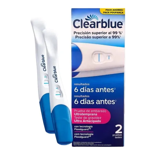 TEST DE EMBARAZO ULTRATEMPRANA CLEARBLUE 2 UNIDADES TEST DE EMBARAZO ULTRATEMPRANA CLEARBLUE 2 UNIDADES