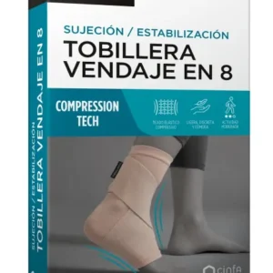 TOBILLERA VENDAJE EN 8 FARMALASTIC COMPRESSION TECH 1 UNIDAD TALLA MEDIANA COLOR BEIGE