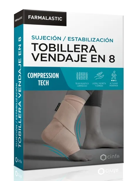 TOBILLERA VENDAJE EN 8 FARMALASTIC COMPRESSION TECH 1 UNIDAD TALLA MEDIANA COLOR BEIGE TOBILLERA VENDAJE EN 8 FARMALASTIC COMPRESSION TECH 1 UNIDAD TALLA MEDIANA COLOR BEIGE