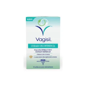 VAGISIL CUIDADO INCONTINENCIA TOALLITAS INTIMAS 2 EN 1 12 UNIDADES