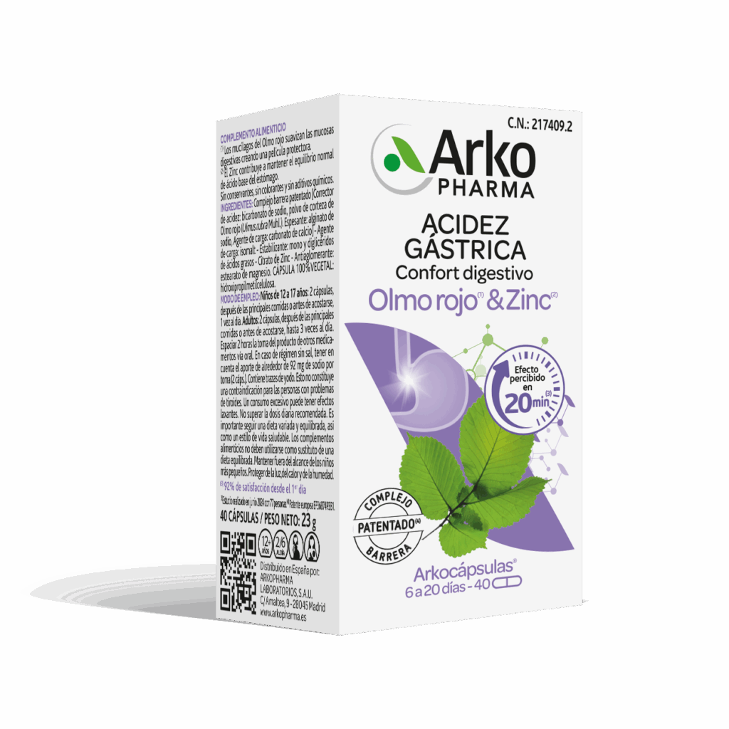 ARKOCAPSULAS ACIDEZ GASTRICA CONFORT DIGESTIVO 40 CAPSULAS OLMO ROJO Y ZINC
