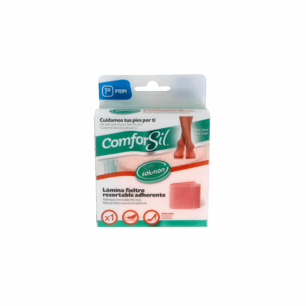 LAMINA DE FIELTRO RECORTABLE PROTECTORA COMFORSIL ADHESIVA 22 CM X 7 CM 1 UNIDAD CC249 LAMINA DE FIELTRO RECORTABLE PROTECTORA COMFORSIL ADHESIVA 22 CM X 7 CM 1 UNIDAD CC249