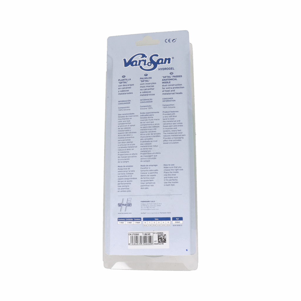 PLANTILLAS SIFTAL HYDROGEL VARISAN LARGA 39/40 TALLA 2 1 PAR PLANTILLAS SIFTAL HYDROGEL VARISAN LARGA 39/40 TALLA 2 1 PAR