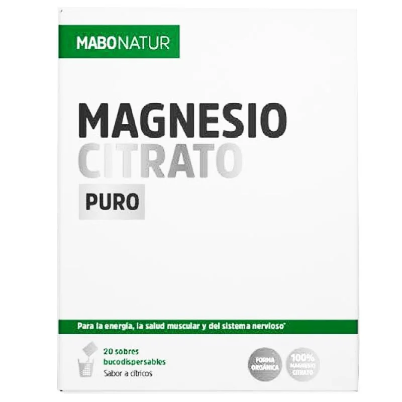 MABONATUR MAGNESIO CITRATO PURO 20 SOBRES BUCODISPERSABLES 5,3 G SABOR A CITRICOS MABONATUR MAGNESIO CITRATO PURO 20 SOBRES BUCODISPERSABLES 5,3 G SABOR A CITRICOS