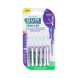 CEPILLO INTERDENTAL VIAJE GUM 1512 TRAV-LER EXTRAFINO 1.2 MM CILINDRICO 6 UNIDADES