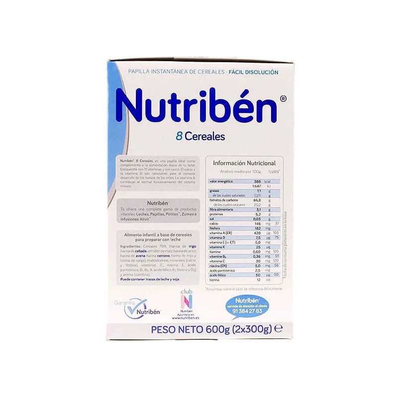 NUTRIBEN 8 CEREALES 1 ENVASE 600 G NUTRIBEN 8 CEREALES 1 ENVASE 600 G